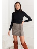 Checkered mini skirt with ruffles, black 0379 - Online store - Boutique